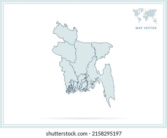 Bangladesh map green vector on white background.