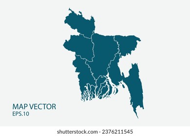 Bangladesh map High Detailed on white background. Abstract design vector illustration eps 10