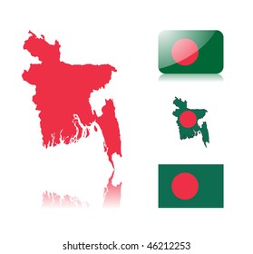 Bangladesh Map Including Map Reflection Map Stock Vector (Royalty Free ...