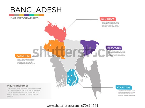 Bangladesh Map Infographic Vector Template Regions Stock Vector ...