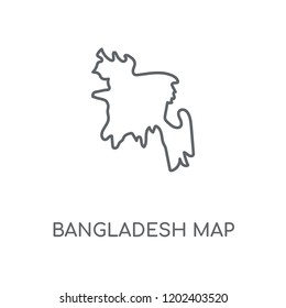 Bangladesh map linear icon. Bangladesh map concept stroke symbol design. Thin graphic elements vector illustration, outline pattern on a white background, eps 10.