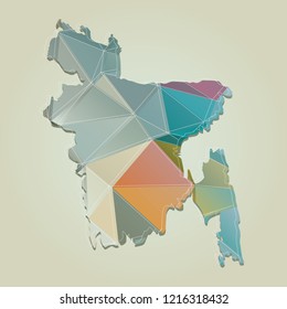 Bangladesh Map Low poly vector Background 
