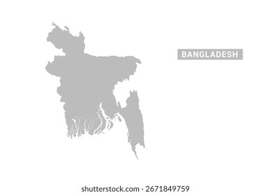 Mapa de Bangladesh - Ilustración vectorial plana mínima en negro y gris, aislada sobre fondo blanco, ideal para infografías, uso educativo, informes y presentaciones.