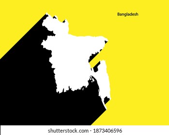 Bangladesh Map on retro poster with long shadow. Vintage sign easy to edit, manipulate, resize or colorize.