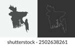 Bangladesh Map Outline Vector illustration. Flat Bangladesh Map Outline. Bangladesh map silhouette vector.