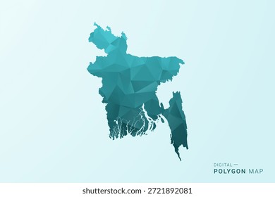 Bangladesch Karte - Polygon-Stil Vektorgrafik in blau-grün Low Poly geometrischen Design, moderne minimale Silhouette.