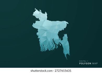 Bangladesch Karte - Polygon-Stil Vektorgrafik in grün und blau Low Poly geometrischen Design, sauber minimale Silhouette für Infografik.