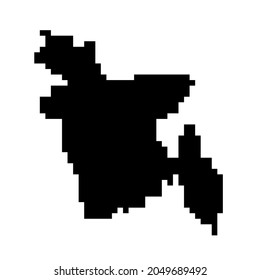 Bangladesh map silhouette from black square pixels. Vector illustration.