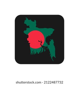 Bangladesh map silhouette with flag on black background