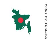 Bangladesh map silhouette vector illustration, Asian country Bangladeshi map icon with flag