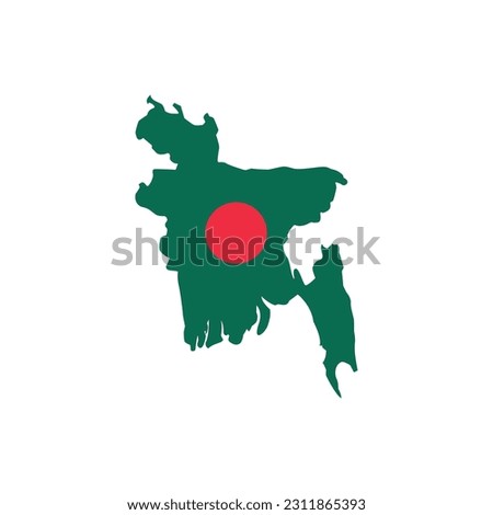 Bangladesh map silhouette vector illustration, Asian country Bangladeshi map icon with flag