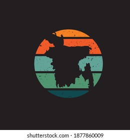 Bangladesh Map and Sunset art vector T-shirt design