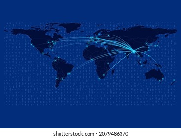 Mapa de Bangladesh para tecnología o innovación o conceptos de exportación. Conexiones del país con las principales ciudades del mundo. El archivo es adecuado para la edición digital y las impresiones de todos los tamaños.