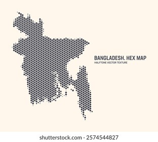 Bangladesh Map Vector Hexagonal Halftone Pattern Isolate On Light Background. Hex Texture in the Form of a Map of Bangladesh. Modern Technological Contour Map for Design or Business Projects