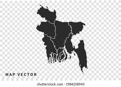 Bangladesh map vector, isolated on transparent background