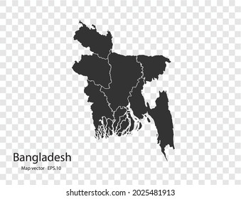 Mapa vectorial de Bangladesh aislado en un fondo transparente