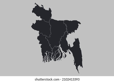 Bangladesh map vector, isolated on gray background