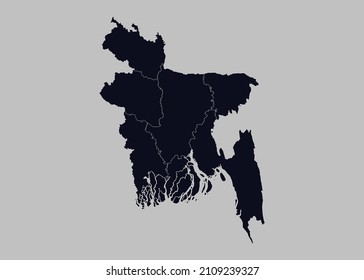 Bangladesh map vector, Isolated on gray background