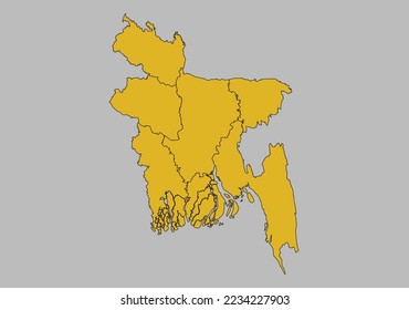 Bangladesh map vector, Isolated on gray background