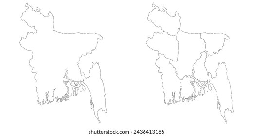 Bangladesh map. Map of Bangladesh in white set