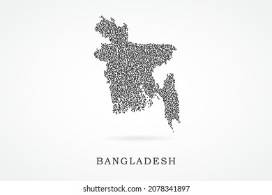 Bangladesh Map - World map vector template with Black grid on white background  for education, infographic, design, website, banner - Vector illustration eps 10