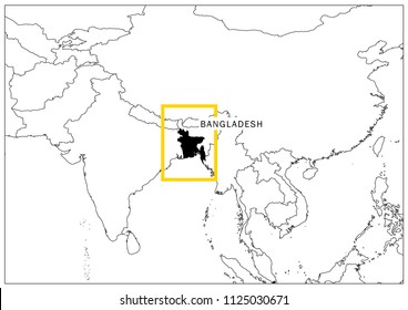 Bangladesh map in yellow frame geographic 