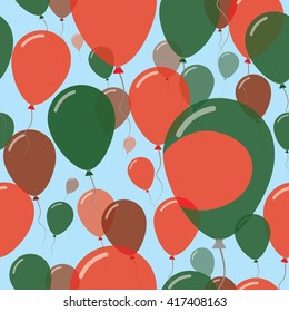 Bangladesh National Day Flat Seamless Pattern. Flying Celebration Balloons in Colors of Bangladeshi Flag. Bangladesh Patriotic Background with Celebration Balloons.