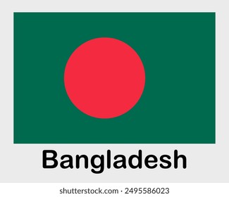 Bangladesh national flag. Banner, state symbol, flagpole.