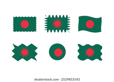 Bangladesh national flag in different shapes Bangladesh flag icon set collection design