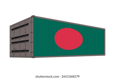 Bandeira nacional de Bangladesh com contêiner de transporte