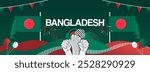 Bangladesh national or independence day festive banner. Abstract minimal design for holiday celebration, greeting card, billboard, sport event backdrops. March 26. Happy Bangladesh Independence Day