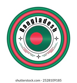 Arte vectorial de la insignia del orgullo nacional de Bangladesh. emblema circular con Colores de la bandera de Bangladesh azul rojo y blanco. Simbolizando la identidad nacional bangladesí. EPS de Vector editable disponible