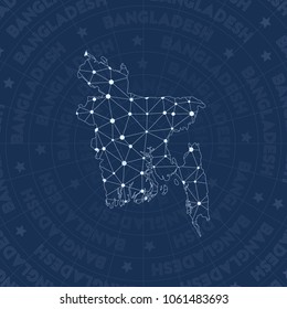 Bangladesh network style country map. Bewitching space style, modern design for infographics or presentation.