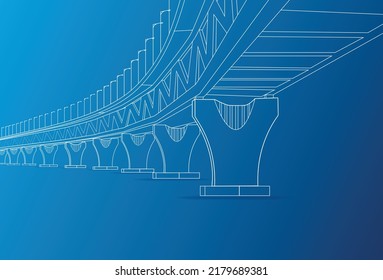 Bangladesh Padma Bridge line drawing illustration