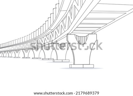 Bangladesh Padma Bridge line drawing illustration