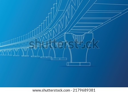 Bangladesh Padma Bridge line drawing illustration