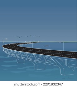 Bangladesh Padma Bridge vector illustration