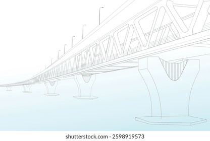 Bangladesh Padma Bridge vector Line Art