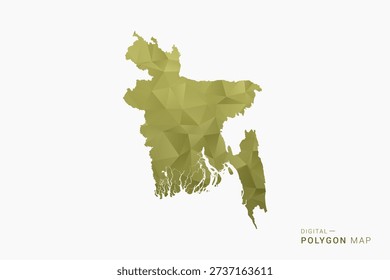 Bangladesh polygon map vector illustration in low poly geometric style, soft pastel colors with Olive green, clean silhouette on solid background, ideal for infographic.