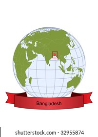 Bangladesh, position on the globe