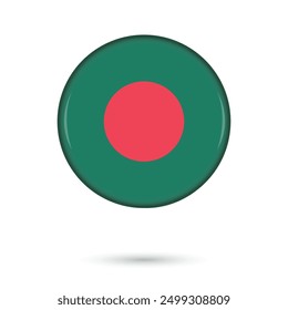 Bangladesh round 3D glossy flag vector illustration isolated on white background for national day independence day 26 March celebrations badge, used in flyers posters banners cards covers social media