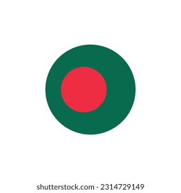 Bangladesh Round Country Flag. Circular Bangladeshi National Flag. People's Republic of Bangladesh Circle Shape Button Banner. EPS Vector Illustration.