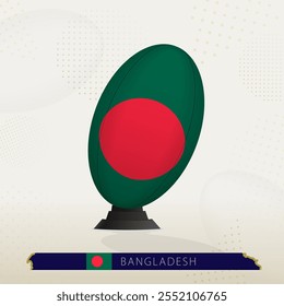 Bangladesh Rugby Ball on Rugby Kicking Tees with Modern Design. Illustration perfect for sports, national pride, and rugby-related projects.