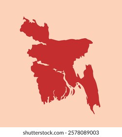 Bangladesh simple flat red map