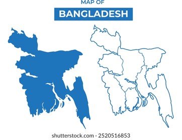 Bangladesh simple vector map and outline style illustration set