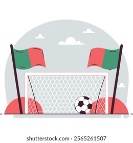 Bangladesh Soccer Goal, Football Pitch, Waving Flags Image