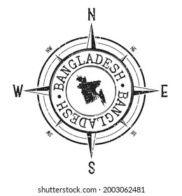 Bangladesh Stamp Map Compass Adventure. Illustration Travel Country Symbol. Seal Expedition Wind Rose Icon.