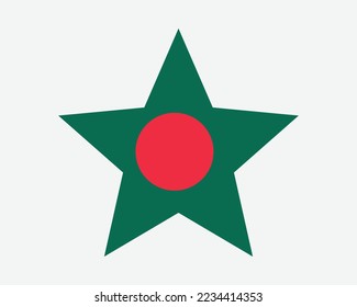 Bangladesh Star Flag. Bangladeshi Star Shape Flag. Country National Banner Icon Symbol Vector 2D Flat Artwork Graphic Illustration svg