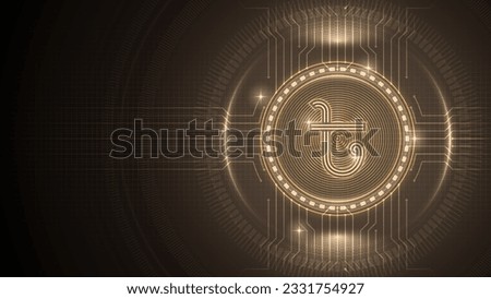 Bangladesh Taka (BDT) Currency Symbol, Futuristic Neon Light Glow, Cybernetic Digital Circuit, Backdrop Background Design Illustration
