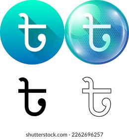 Bangladesh Taka (BDT) National Currency Sign Symbol Icon Set of Circular Round Long Shadow, Futuristic Bubble, Black-White Silhouette, Line Art Isolated on White Background